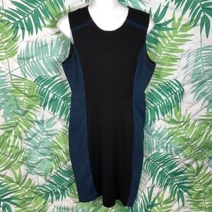H by Halston Faux Suede Blue/Black Illusion Sleeveless Dress size Medium